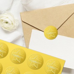 408Pcs Congratulations Gold Foil Embossed Stickers 2″ Star Self Adhesive Enve…