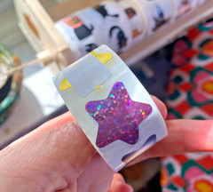 Sparkly Stars Sticker Roll: Roll Of 500 1 Inch Multicolor Star Stickers