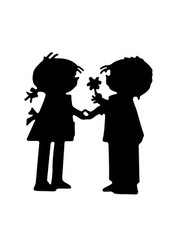 ADORABLE! LITTLE BOYS & LITTLE GIRLS IN «PUPPY LOVE!» SILHOUETTE DIE CUT/ CUTS