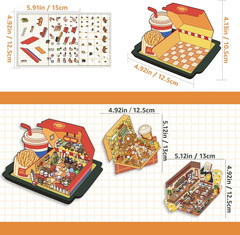 DIY 3D Stickers Scene Set, 3 Sets Cartoon House Stickers – Food Theme