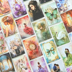 6 Sets 300 Pcs Washi Stickers Kit for Journaling, Vintage Aesthetic Antique Magi