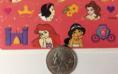 DISNEY PRINCESS Stickers(4″x 6-3/4″) Cinderella•Ariel•Belle•Jasmine •Aurora•Bows