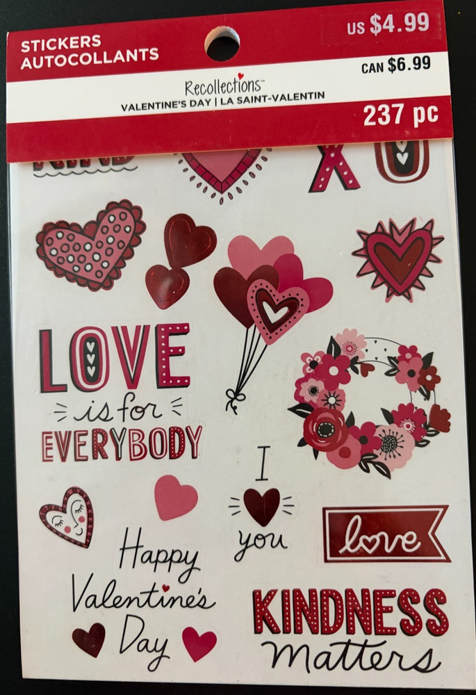RECOLLECTIONS VALENTINE’S DAY STICKER BOOK 237 PC STICKERS 12 SHEETS ROMANCE