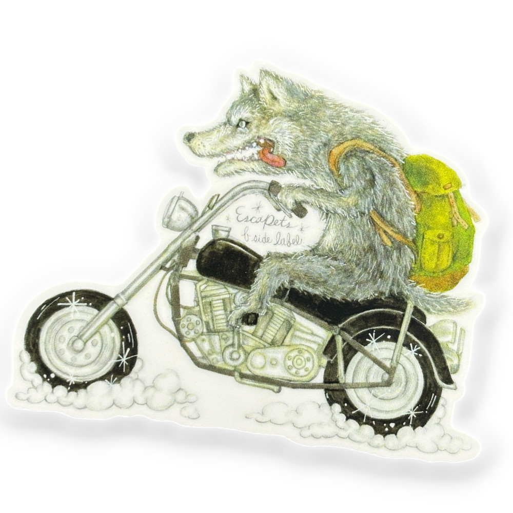 Wheelie Wolf Rider ✦ B-Side Label Sticker