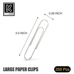 Kempshott 250 Large Paper Clips Smooth, Jumbo Paper Clips for Paperwork Ideal…