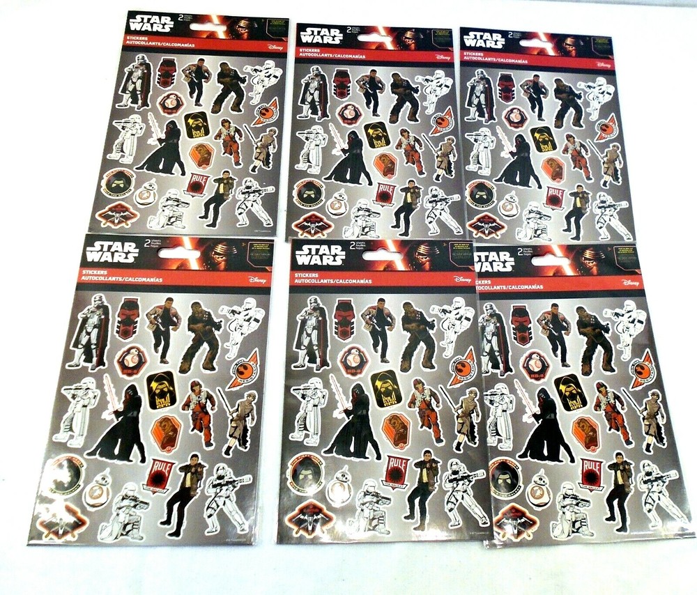 Disney Star Wars The Force Awakens Stickers Party Favors 6 Packs – 2 Sheets Each