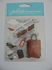Jolee’s TAKING OFF Travel Plane Suitcase Passport Coffee Sunglasses Cloud 7 Pcs