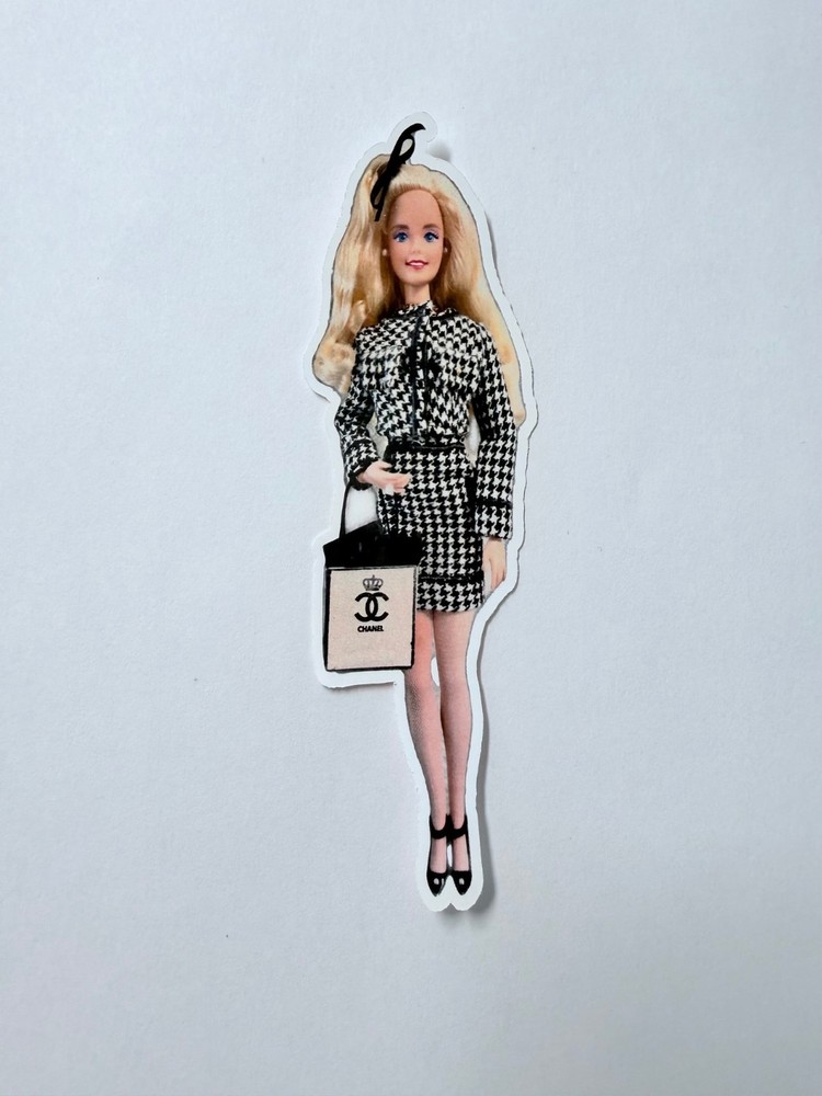 Brand New Blonde Barbie Doll in Chanel Shopping 1.5″ by 4.5″ Planner Sticker