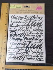 Crafter’s Square Paper Craft Rub-On Transfers Birthday Party Celebration