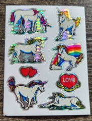 Vintage LOVE UNICORNS Prism Vending Machine Sticker Sheet 80s 90s Rainbow