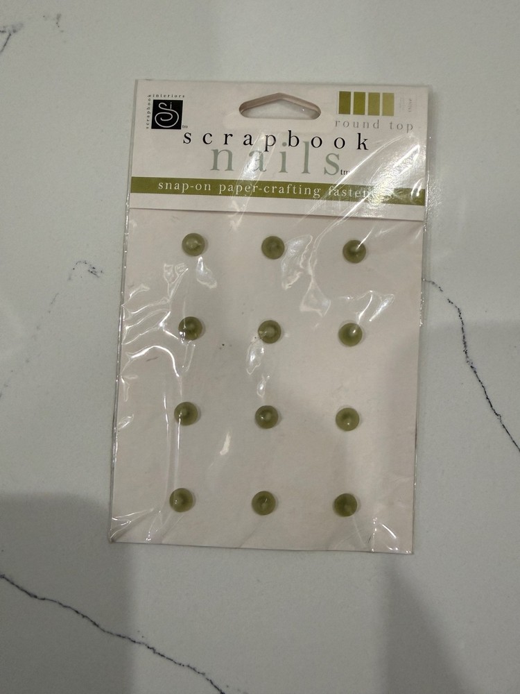 Scrapbook Interiors Nails Round Top Snap-On Paper-Crafting Fastener Olive Color