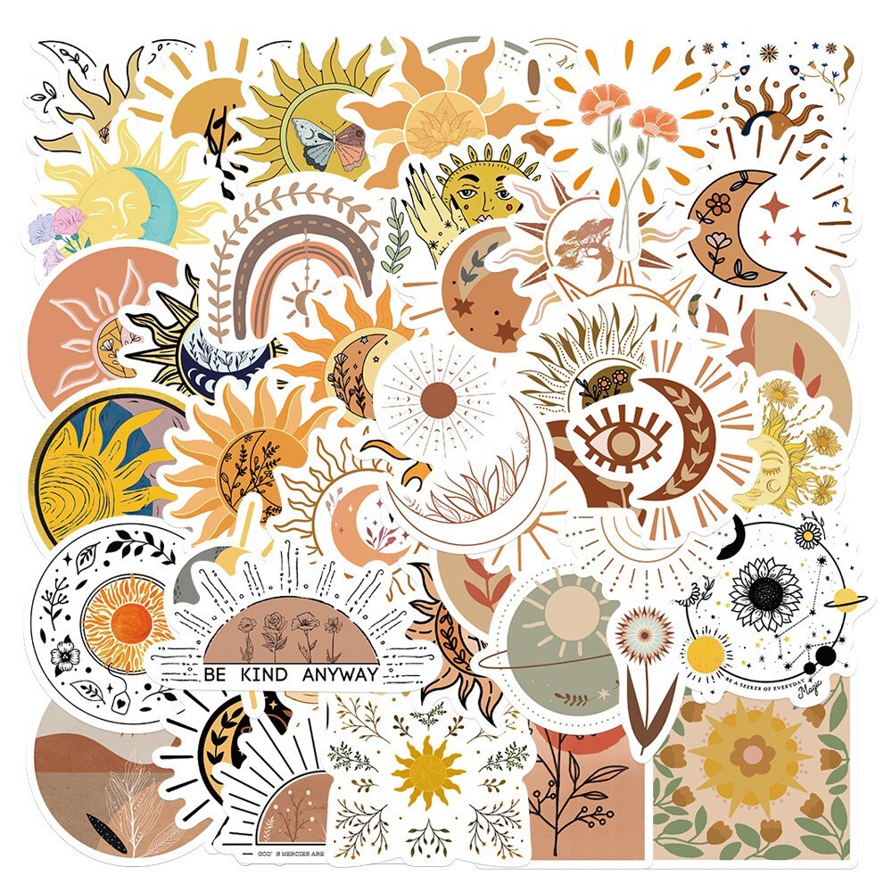 50pc SUN TOTEM Sticker, Apollo Mystery Witch Astrology Sticker, 220