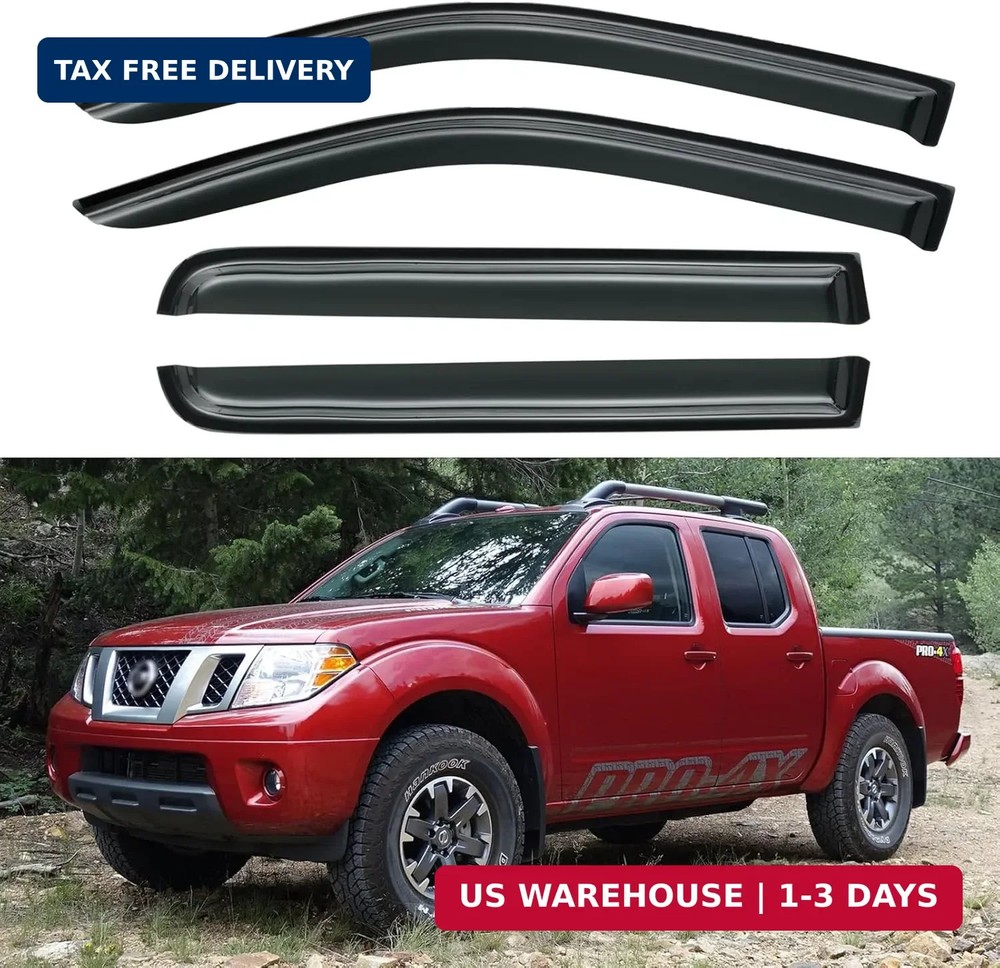 Window Visors Rain Guards for 2005-2021 Nissan Frontier Crew Cab, Window Vent Wi