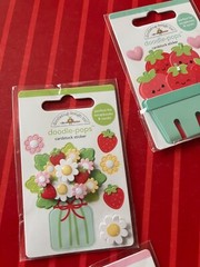 #D107 – BERRY SWEET Strawberries Shortcake & Flowers 3D Doodle-Pops 3D Stickers