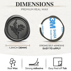 Black Wax Seal Stickers (60 Pcs, 3 Designs in 1 Pack) Premium Envelope Seal S…