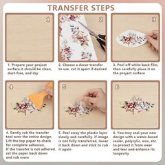 3pcs/Set Corner Flower Rub on Transfers for Furniture and Crafts 6×12 inch Ro…