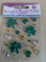 DARICE SELF-STICK GEMS 3D 4-LEAF CLOVER GEMSTONES MULTI-COLOR CRYSTALS 23pcs