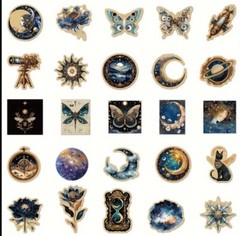 10pcs Astrological Steampunk Stickers- Scrapbook, Journal, DIY Crafts & Cards
