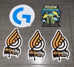 A8 LOT STICKERS MELLOW MUSHROOMS PIZZA BAKERS “G” BLUE LOGITECH DRIP CITY BAKED