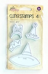 NEW Prima Julie Nutting Cling Stamps “Hats” (910822) – Crown, Party Hat, Ears