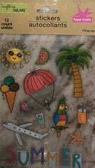 Stickers-1 Sheet Of 12 Pieces(Summer/Travel/Sunshine/Ice Cream/Birds)SHIPN 24HRS