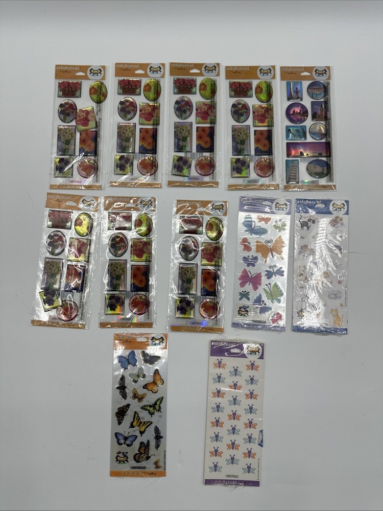 Lot 12 Hallmark Stickeroni Sticker Packs NWT Butterfly Cats Flowers Cities NEW