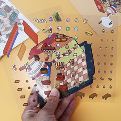 DIY 3D Stickers Scene Set, 3 Sets Cartoon House Stickers – Food Theme
