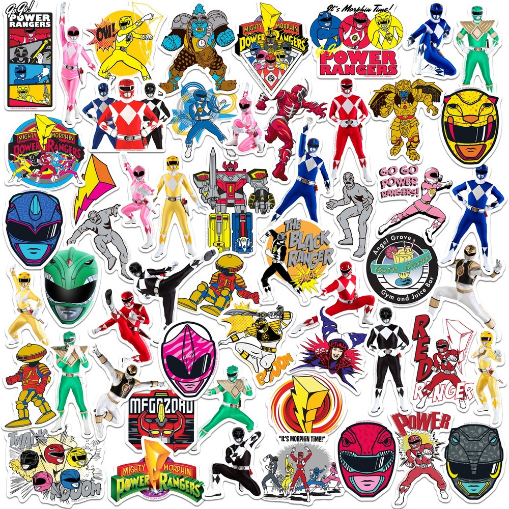 MIGHTY MORPHIN POWER RANGERS VARIETY DIE CUT VINYL 50 CT STICKER PACK