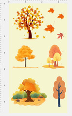 Fall Trees and Autumn Leaves Sticker Sheet Nature Landscape Decals Laptop Phone