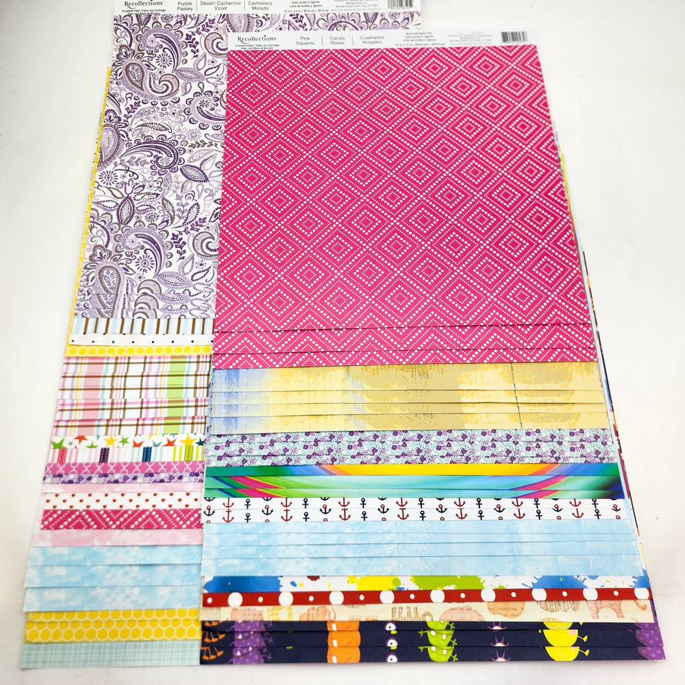 Michaels Scrapbook Paper Lot 12×12 Recollections 50 Sheets Single Sided d