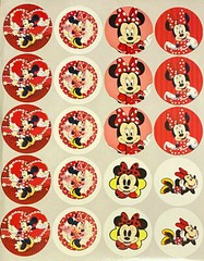 SET of 40- 2″ PRECUT «MINNIE MOUSE RED» ADHESIVE STICKERS
