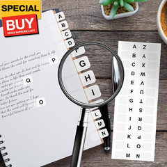 364PCS White Alphabet Tabs, A to Z 26 Letters Alphabet Stickers, Alphabetical Ta