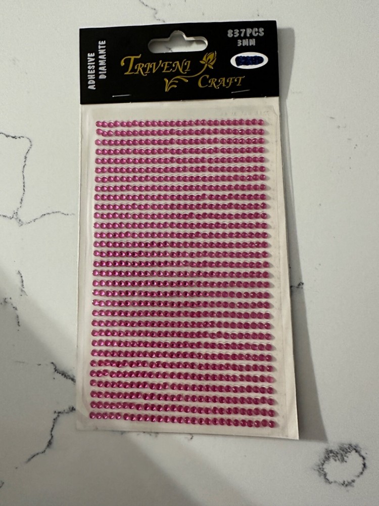Triveni Craft 837PCS 3MM Adhesive Diamante Pink Rhinestones Scrapbooking Craft