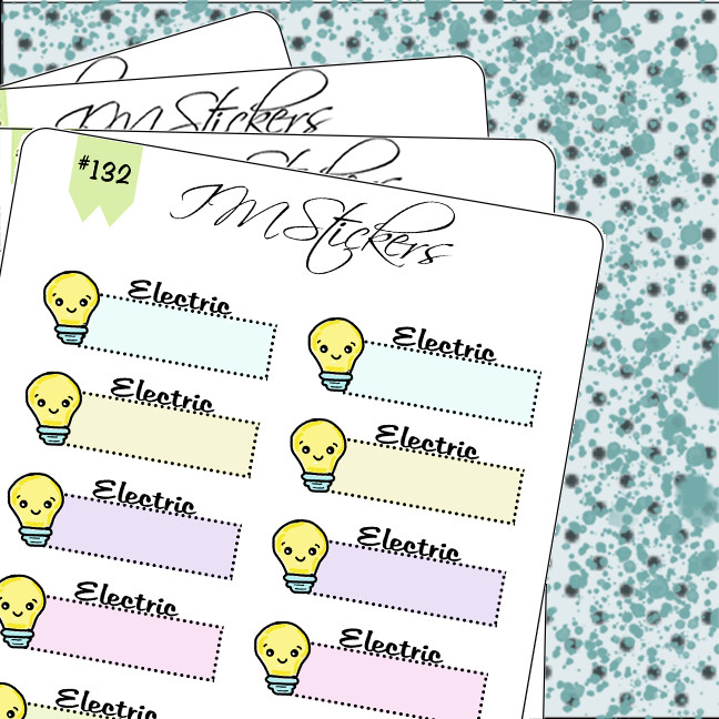 Electric Bill Payment Tracker Hand Drawn Planner Stickers Organizer Super Cute