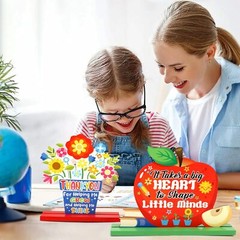 4PCS Teacher Appreciation Wooden Sign Table Decoration School Classroom Desk