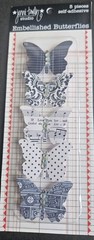 Chipboard 5 Black/White butterflies with gems Jenni Bowling scrapbooking 7×3