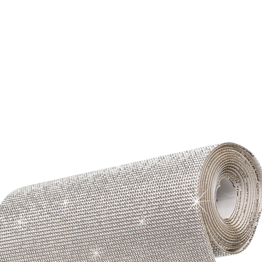 Bling Rhinestone Sheet Self-Adhesive Sticker 200×20 Cm 78.7×7.9 Inch White,1pcs