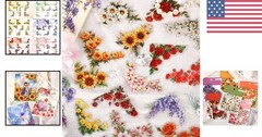 120pcs Vintage Floral Corner Stickers – Aesthetic Scrapbooking Supplies