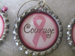 Breast Cancer Awareness Bottle Cap Wine Glass Charms ~ **Gift Idea