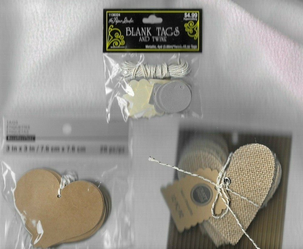 BLANK HEART TAGS FOR PAPERCRAFTING,GROUP OF FOUR.