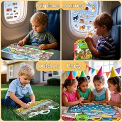 6 Sets Reusable Sticker Books for Toddlers 1-3, Jelly Sticker Books for Toddl…