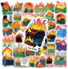 61PCS Dumpster Fire Stickers Vinyl Waterproof Stickers for Scrapbook,Journaling,