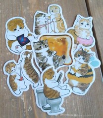 MOFUSAND Style Cute Cat/Kitten Sticker Lot 🐈 (7 total) Approximately 2-3 Inch