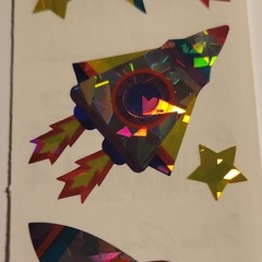 Mrs. Grossman’s Multicolor Rocket Ship Space Holographic Sticker Sheet