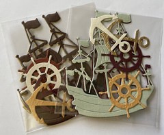 PIRATE SHIP Die-Cuts(9pc)Oceans•Jolly Rodgers•Sail•Pirates•Helm•Anchor •Sea•Wind