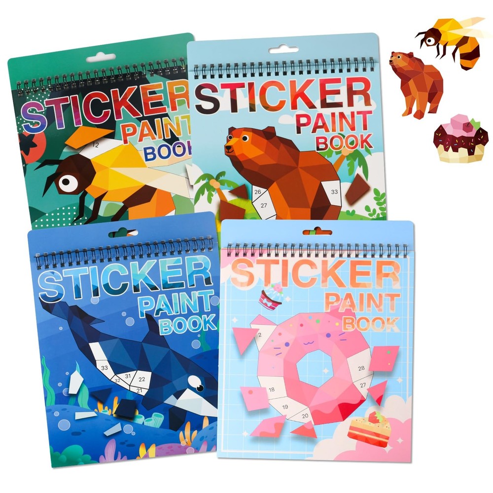 Sticker by Number Book for Kids Ages 48, 812 and Adults Animals, Ocean, Desse…