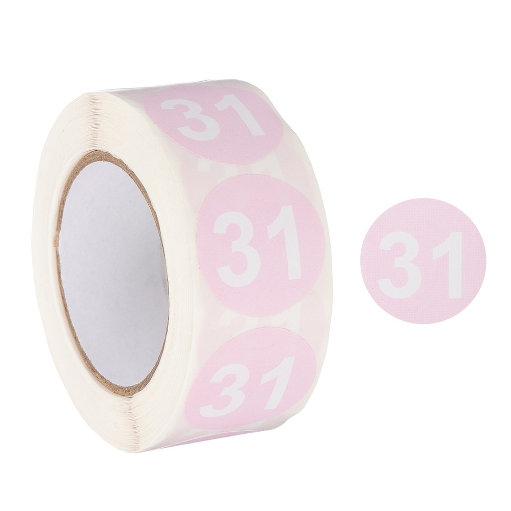 Number 31 Stickers 1″ Round Coded Self-Adhesive Labels Light Pink 500Pcs/Roll