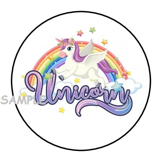 30 UNICORN AND RAINBOW ENVELOPE SEALS LABELS STICKERS 1.5″ ROUND PARTY FAVORS