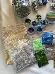 Lot of Various Brands GLITTER-CONFETTI-GEMS-SEQUIN-GLITTER-BRADS some vintage
