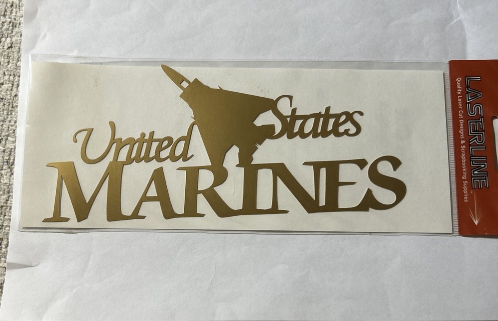USMC Marines Laser Cut Title Scrapbooking Title Die Cut Pilot Jet Fighter Gold